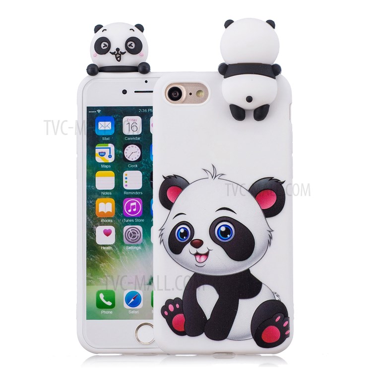 3D Doll Decor Soft TPU Phone Case for iPhone 7/8/SE (2nd Generation) - Baby Panda-1