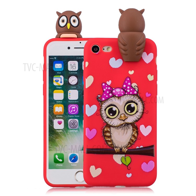 3D Doll Decor Soft TPU Phone Case for iPhone 7/8/SE (2nd Generation) - Female Owl-1