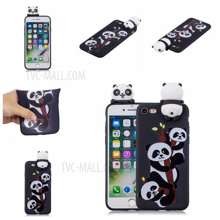 3D Doll Decor Soft TPU Phone Case for iPhone 7/8/SE (2nd Generation) - Three Pandas-7