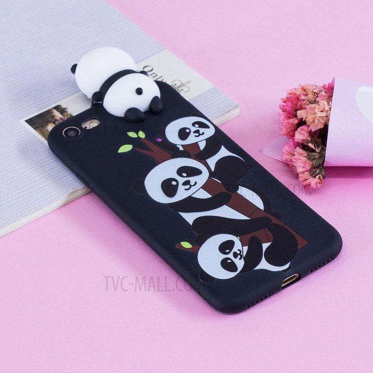 3D Doll Decor Soft TPU Phone Case for iPhone 7/8/SE (2nd Generation) - Three Pandas-8