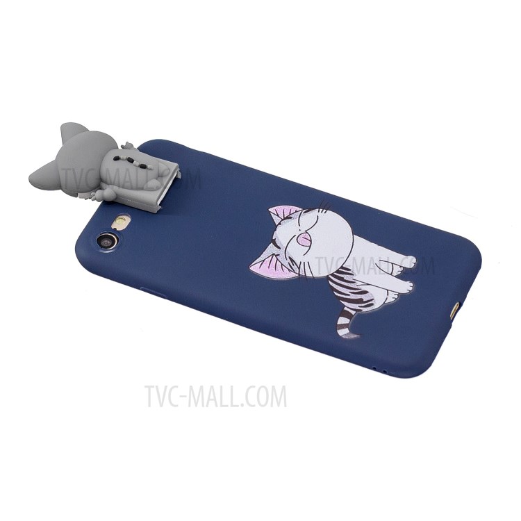 Foldable 3D Animal Doll Kickstand Pattern Printing TPU Case for iPhone 7/8/SE (2nd Generation) - Cat-4