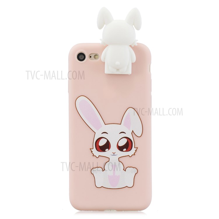 Foldable 3D Animal Doll Kickstand Pattern Printing TPU Case for iPhone 7/8/SE (2nd Generation) - Rabbit-2