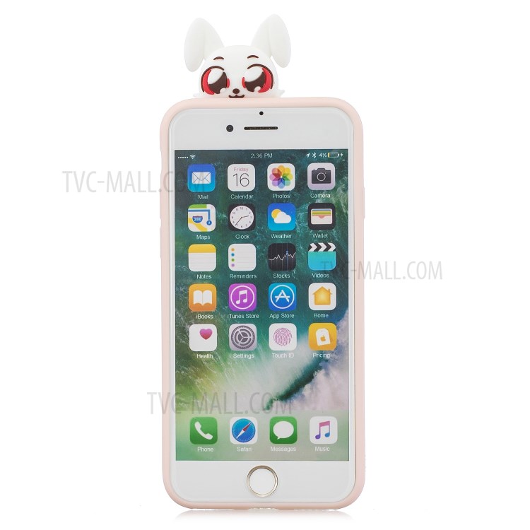 Foldable 3D Animal Doll Kickstand Pattern Printing TPU Case for iPhone 7/8/SE (2nd Generation) - Rabbit-3