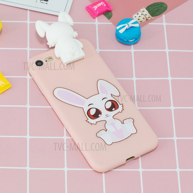 Foldable 3D Animal Doll Kickstand Pattern Printing TPU Case for iPhone 7/8/SE (2nd Generation) - Rabbit-7