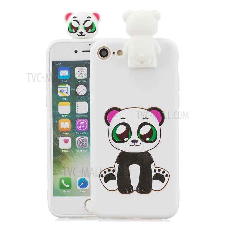 Foldable 3D Animal Doll Kickstand Pattern Printing TPU Case for iPhone 7/8/SE (2nd Generation) - Cute Panda-1