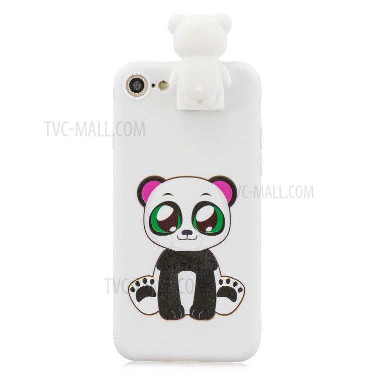 Foldable 3D Animal Doll Kickstand Pattern Printing TPU Case for iPhone 7/8/SE (2nd Generation) - Cute Panda-2