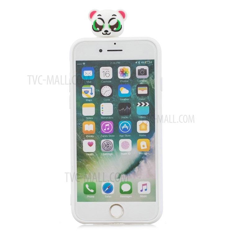 Foldable 3D Animal Doll Kickstand Pattern Printing TPU Case for iPhone 7/8/SE (2nd Generation) - Cute Panda-3