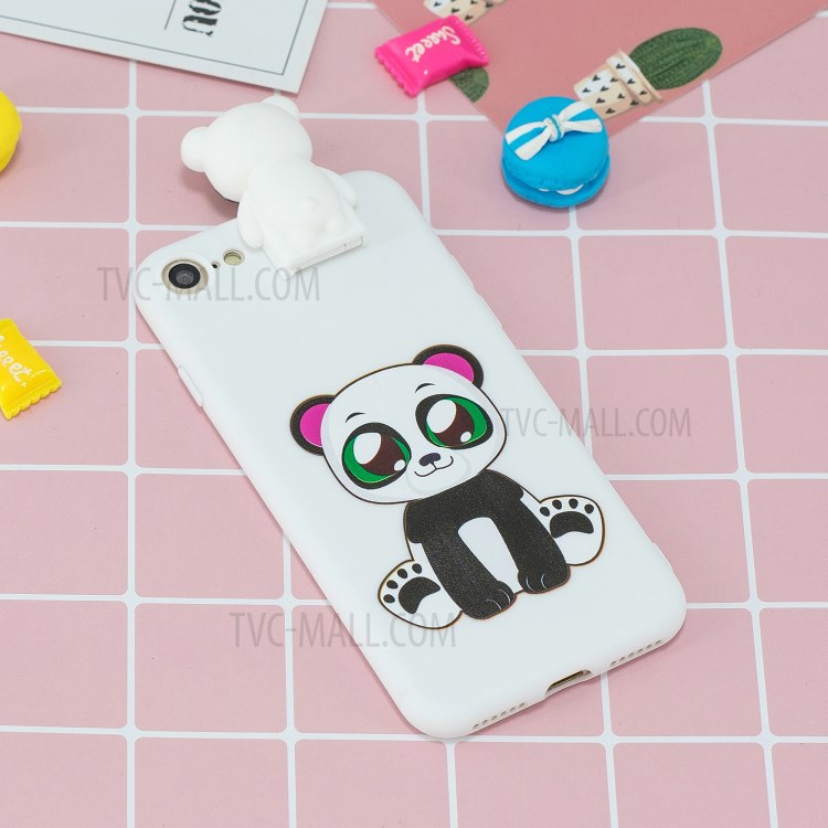 Foldable 3D Animal Doll Kickstand Pattern Printing TPU Case for iPhone 7/8/SE (2nd Generation) - Cute Panda-7