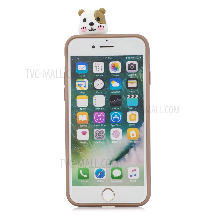 Foldable 3D Animal Doll Kickstand Pattern Printing TPU Case for iPhone 7/8/SE (2nd Generation) - Dogs-3