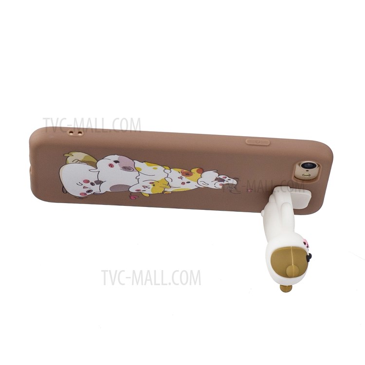 Foldable 3D Animal Doll Kickstand Pattern Printing TPU Case for iPhone 7/8/SE (2nd Generation) - Dogs-5