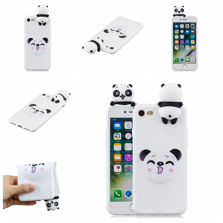 3D Doll Decor Soft TPU Mobile Phone Shell for iPhone SE (2nd Generation)/8/7 - Panda-7