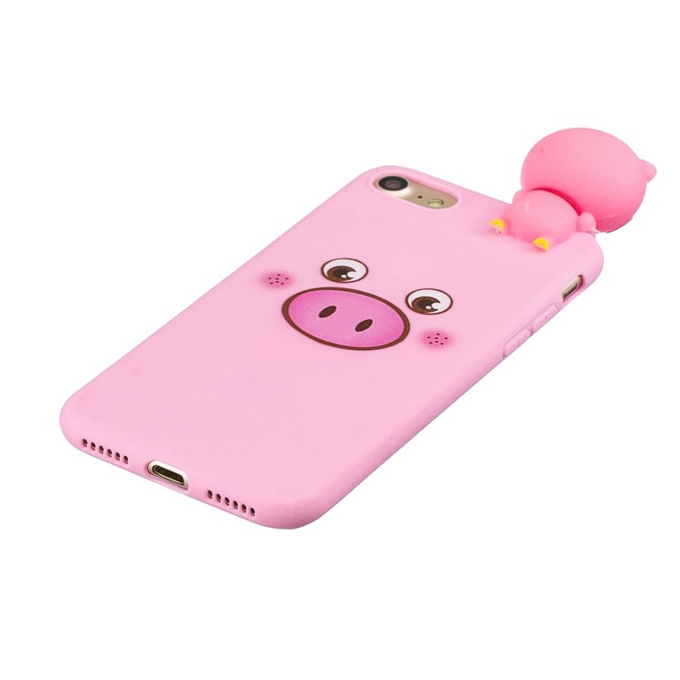 3D Doll Decor Soft TPU Mobile Phone Shell for iPhone SE (2nd Generation)/8/7 - Pig-2
