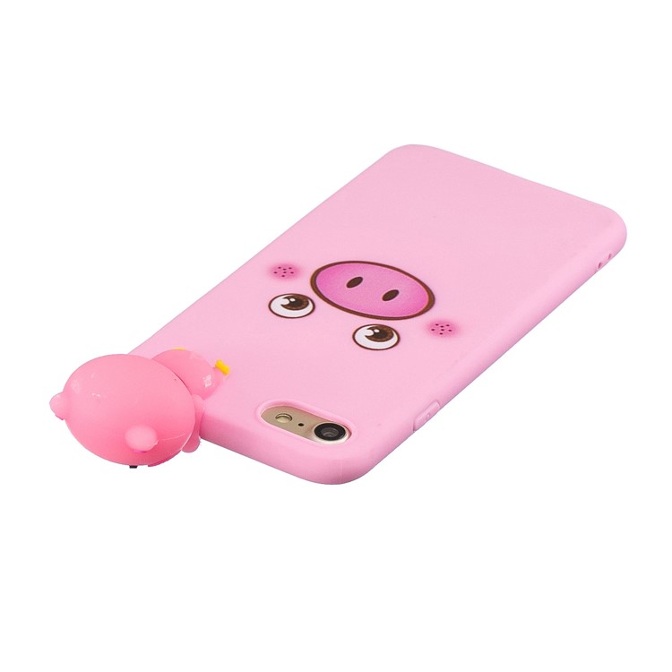 3D Doll Decor Soft TPU Mobile Phone Shell for iPhone SE (2nd Generation)/8/7 - Pig-3