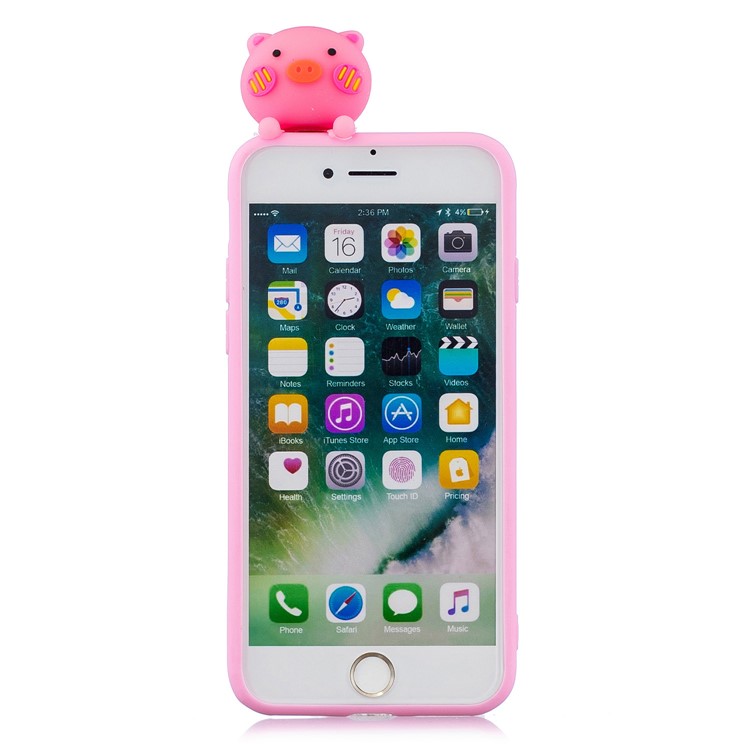 3D Doll Decor Soft TPU Mobile Phone Shell for iPhone SE (2nd Generation)/8/7 - Pig-6