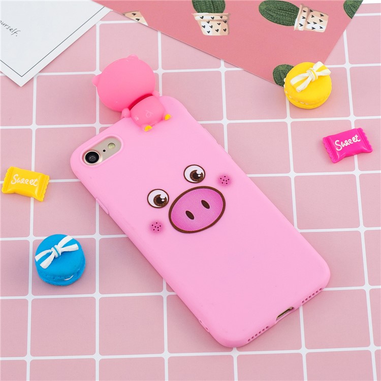 3D Doll Decor Soft TPU Mobile Phone Shell for iPhone SE (2nd Generation)/8/7 - Pig-8