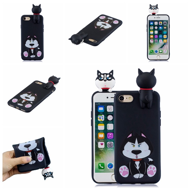 3D Doll Decor Soft TPU Mobile Phone Shell for iPhone SE (2nd Generation)/8/7 - Dog-7