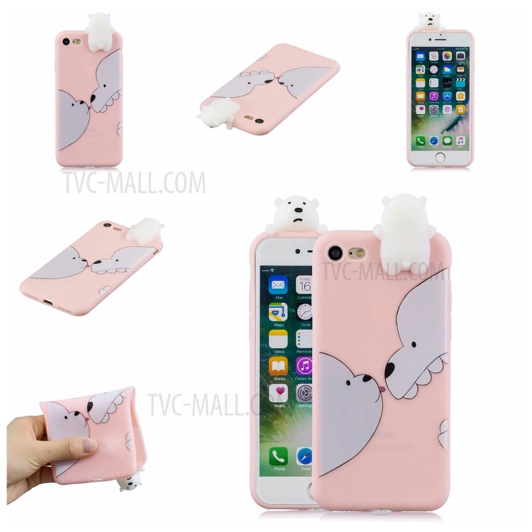 3D Doll Decor Soft TPU Mobile Phone Shell for iPhone SE (2nd Generation)/8/7 - Bear-7