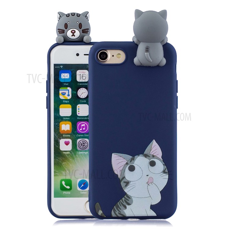 3D Doll Decor Soft TPU Mobile Phone Shell for iPhone SE (2nd Generation)/8/7 - Cat-1