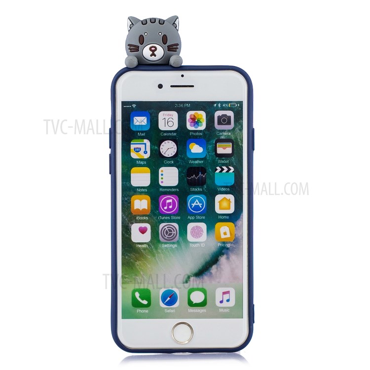 3D Doll Decor Soft TPU Mobile Phone Shell for iPhone SE (2nd Generation)/8/7 - Cat-6