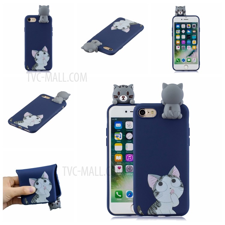 3D Doll Decor Soft TPU Mobile Phone Shell for iPhone SE (2nd Generation)/8/7 - Cat-7