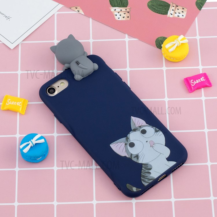 3D Doll Decor Soft TPU Mobile Phone Shell for iPhone SE (2nd Generation)/8/7 - Cat-8