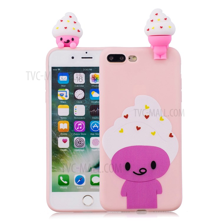 3D Doll Decor Soft TPU Phone Case for iPhone 8/7 Plus 5.5 inch - Ice Cream-1