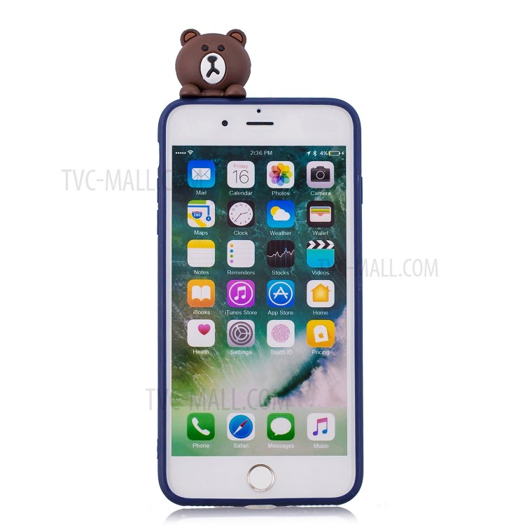 3D Doll Decor Soft TPU Phone Case for iPhone 8/7 Plus 5.5 inch - Bear-3