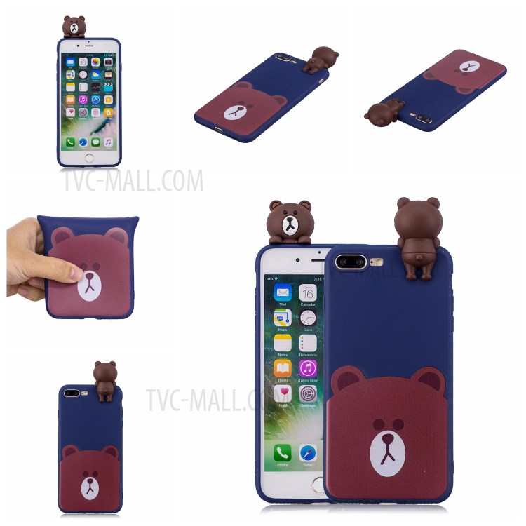 3D Doll Decor Soft TPU Phone Case for iPhone 8/7 Plus 5.5 inch - Bear-7