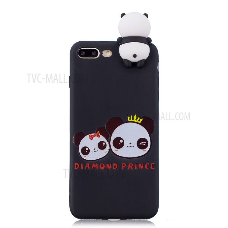 3D Doll Decor Soft TPU Phone Case for iPhone 8/7 Plus 5.5 inch - Couple Panda-2