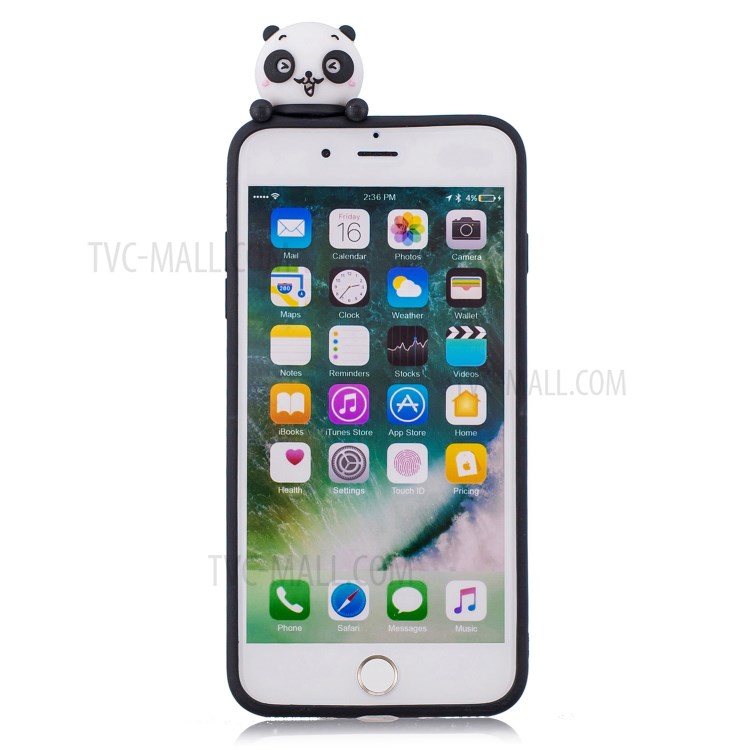 3D Doll Decor Soft TPU Phone Case for iPhone 8/7 Plus 5.5 inch - Couple Panda-3