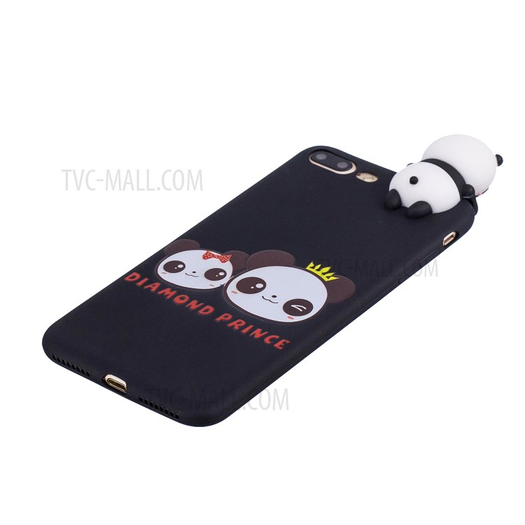 3D Doll Decor Soft TPU Phone Case for iPhone 8/7 Plus 5.5 inch - Couple Panda-4