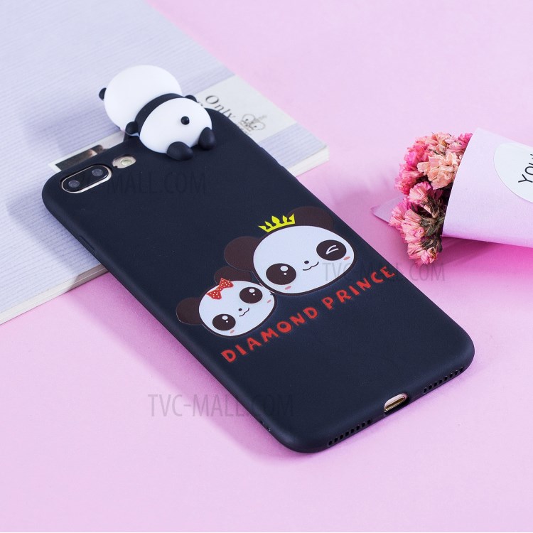 3D Doll Decor Soft TPU Phone Case for iPhone 8/7 Plus 5.5 inch - Couple Panda-8