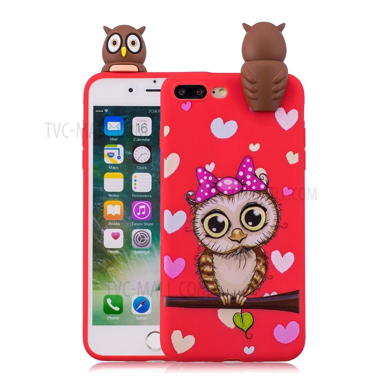 3D Doll Decor Soft TPU Phone Case for iPhone 8/7 Plus 5.5 inch - Female Owl-1