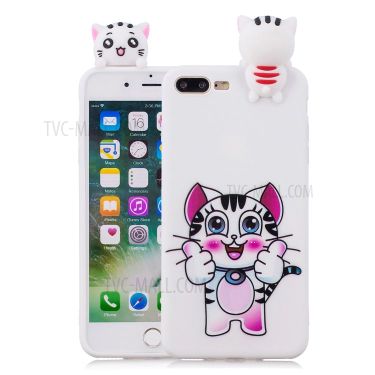 3D Doll Decor Soft TPU Phone Case for iPhone 8/7 Plus 5.5 inch - Cat-1