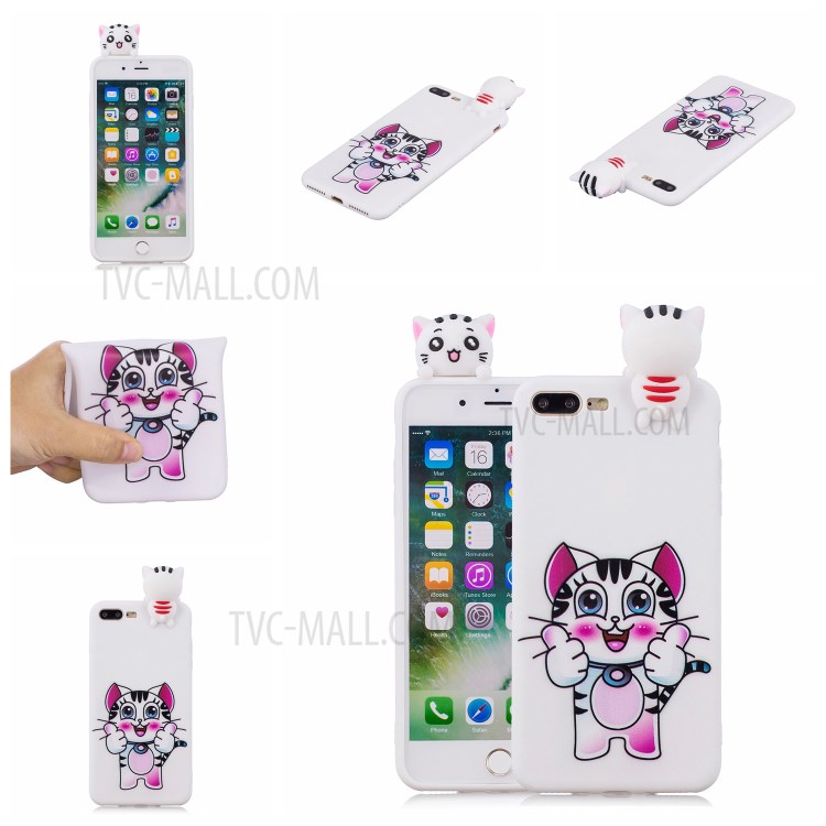 3D Doll Decor Soft TPU Phone Case for iPhone 8/7 Plus 5.5 inch - Cat-7