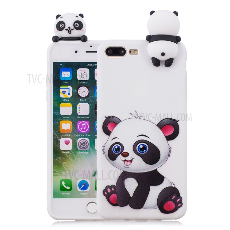 3D Doll Decor Soft TPU Phone Case for iPhone 8/7 Plus 5.5 inch - Baby Panda-1
