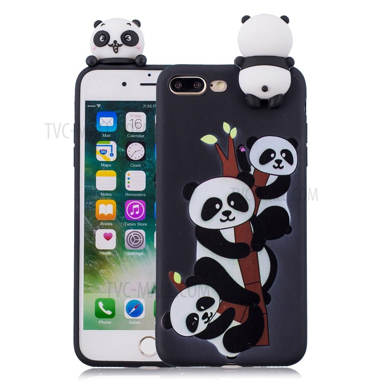 3D Doll Decor Soft TPU Phone Case for iPhone 8/7 Plus 5.5 inch - Three Pandas-1