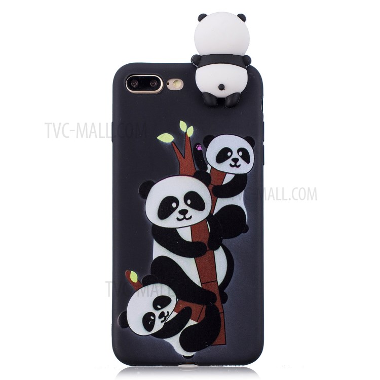 3D Doll Decor Soft TPU Phone Case for iPhone 8/7 Plus 5.5 inch - Three Pandas-2