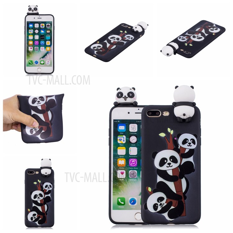 3D Doll Decor Soft TPU Phone Case for iPhone 8/7 Plus 5.5 inch - Three Pandas-7