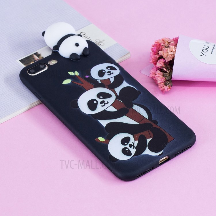 3D Doll Decor Soft TPU Phone Case for iPhone 8/7 Plus 5.5 inch - Three Pandas-8