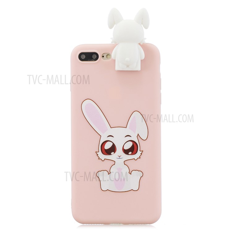 Foldable 3D Animal Doll Kickstand Pattern Printing TPU Phone Shell for iPhone 8/7 Plus 5.5 inch - Rabbit-2