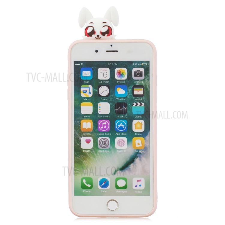 Foldable 3D Animal Doll Kickstand Pattern Printing TPU Phone Shell for iPhone 8/7 Plus 5.5 inch - Rabbit-3