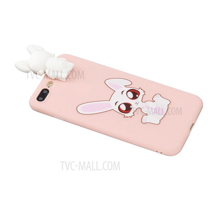 Foldable 3D Animal Doll Kickstand Pattern Printing TPU Phone Shell for iPhone 8/7 Plus 5.5 inch - Rabbit-4