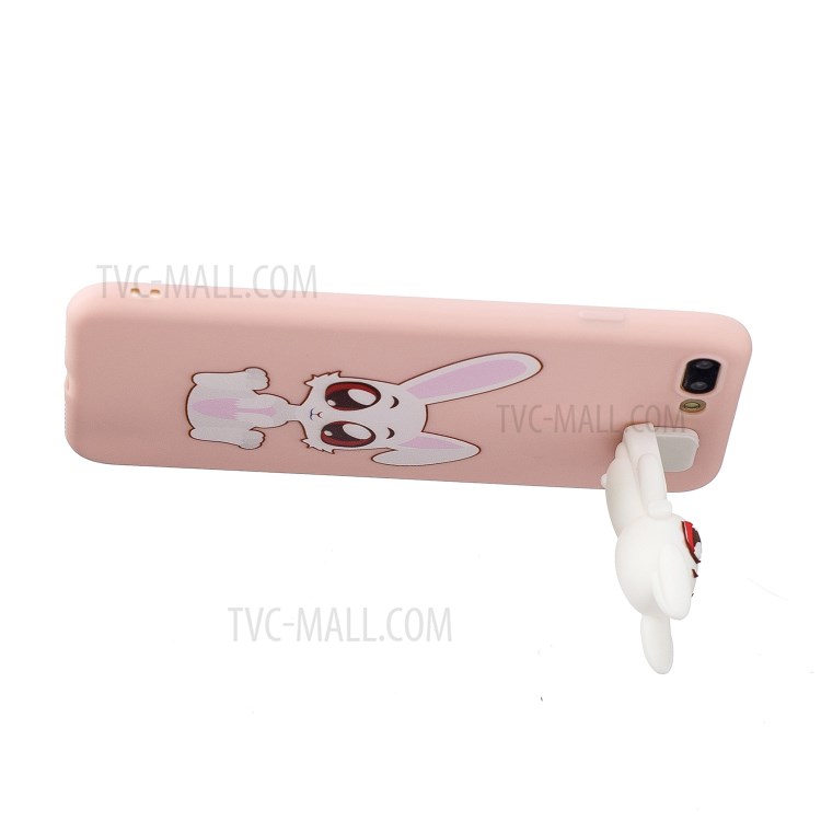 Foldable 3D Animal Doll Kickstand Pattern Printing TPU Phone Shell for iPhone 8/7 Plus 5.5 inch - Rabbit-5