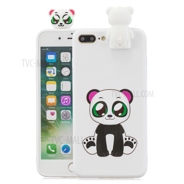 Foldable 3D Animal Doll Kickstand Pattern Printing TPU Phone Shell for iPhone 8/7 Plus 5.5 inch - Cute Panda-1