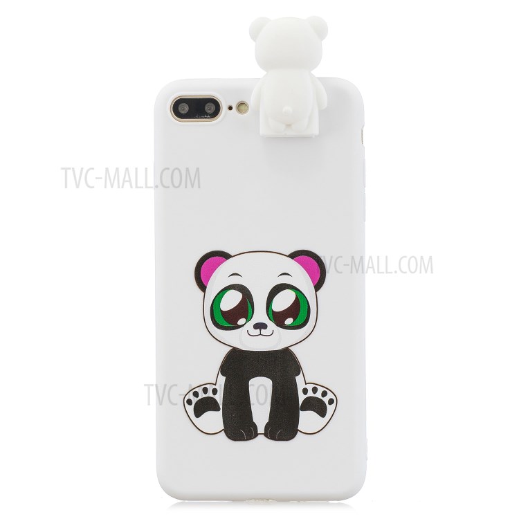 Foldable 3D Animal Doll Kickstand Pattern Printing TPU Phone Shell for iPhone 8/7 Plus 5.5 inch - Cute Panda-2