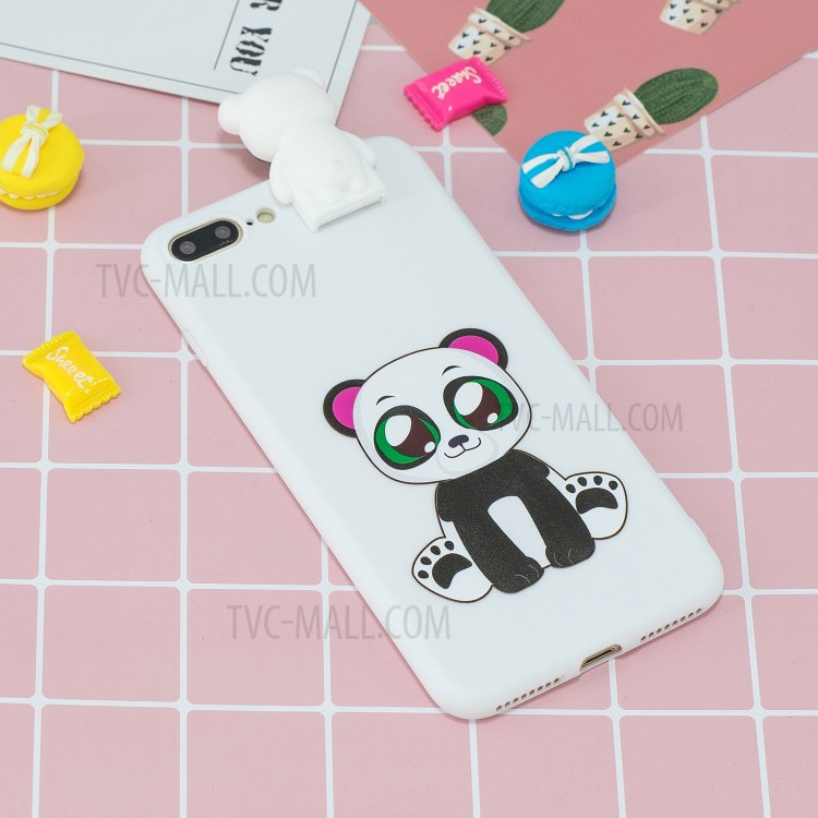 Foldable 3D Animal Doll Kickstand Pattern Printing TPU Phone Shell for iPhone 8/7 Plus 5.5 inch - Cute Panda-7