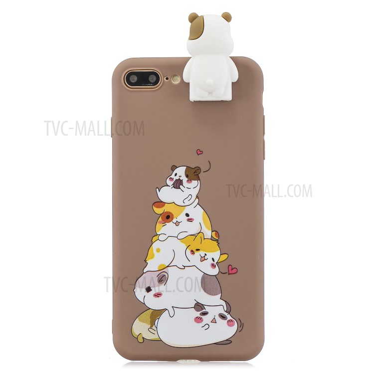 Foldable 3D Animal Doll Kickstand Pattern Printing TPU Phone Shell for iPhone 8/7 Plus 5.5 inch - Dogs-2