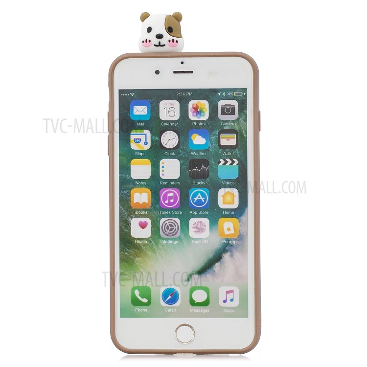 Foldable 3D Animal Doll Kickstand Pattern Printing TPU Phone Shell for iPhone 8/7 Plus 5.5 inch - Dogs-3