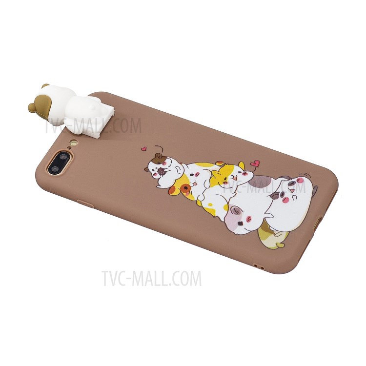 Foldable 3D Animal Doll Kickstand Pattern Printing TPU Phone Shell for iPhone 8/7 Plus 5.5 inch - Dogs-4
